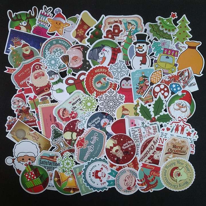 Bộ Sticker dán cao cấp chủ đề NOEL GIÁNG SINH - Dùng dán Xe, dán mũ bảo hiểm, dán Laptop...