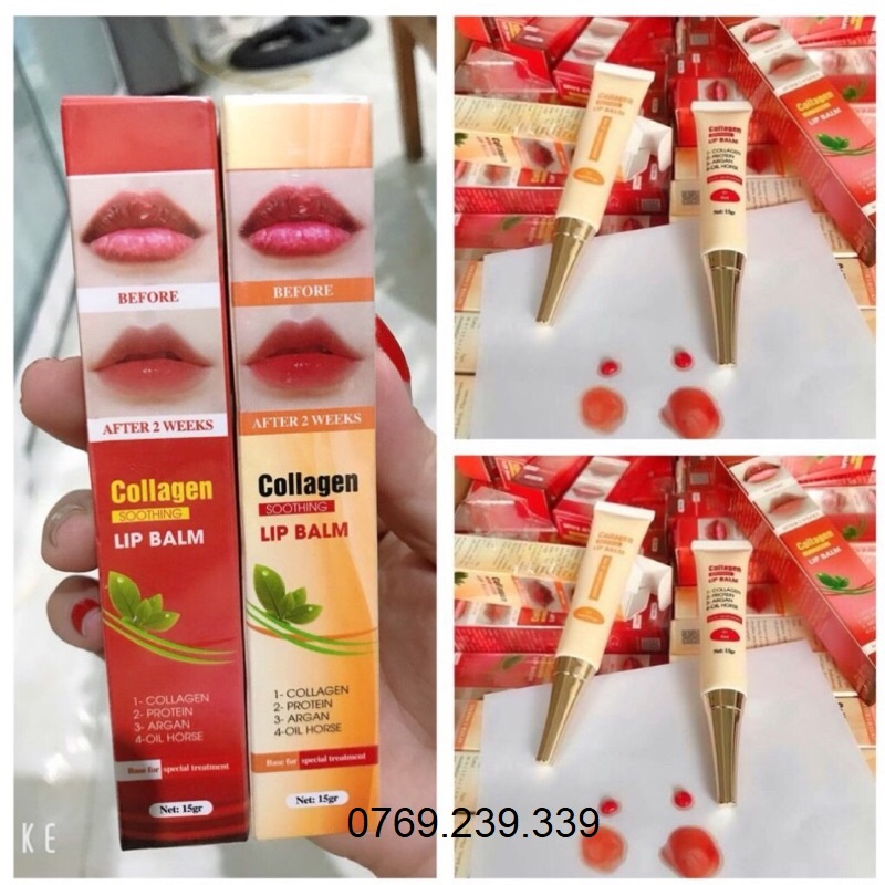 Son Dưỡng Collagen Lip Blam kích màu sau xăm