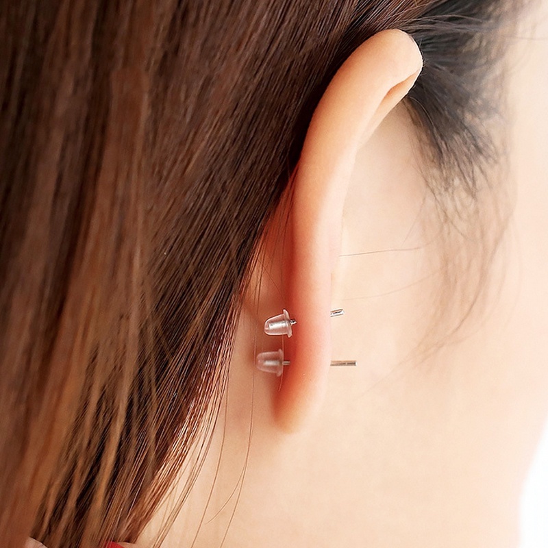 Set 500 Nút Chặn Bông Tai Bằng Silicon Trong Suốt Chống Dị Ứng DIY Kèm Hộp Đựng Tiện Lợi