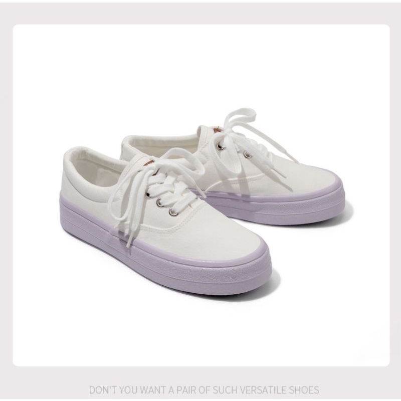 Giày ulzzang đế bằng tone màu tím pastel nhẹ nhàng