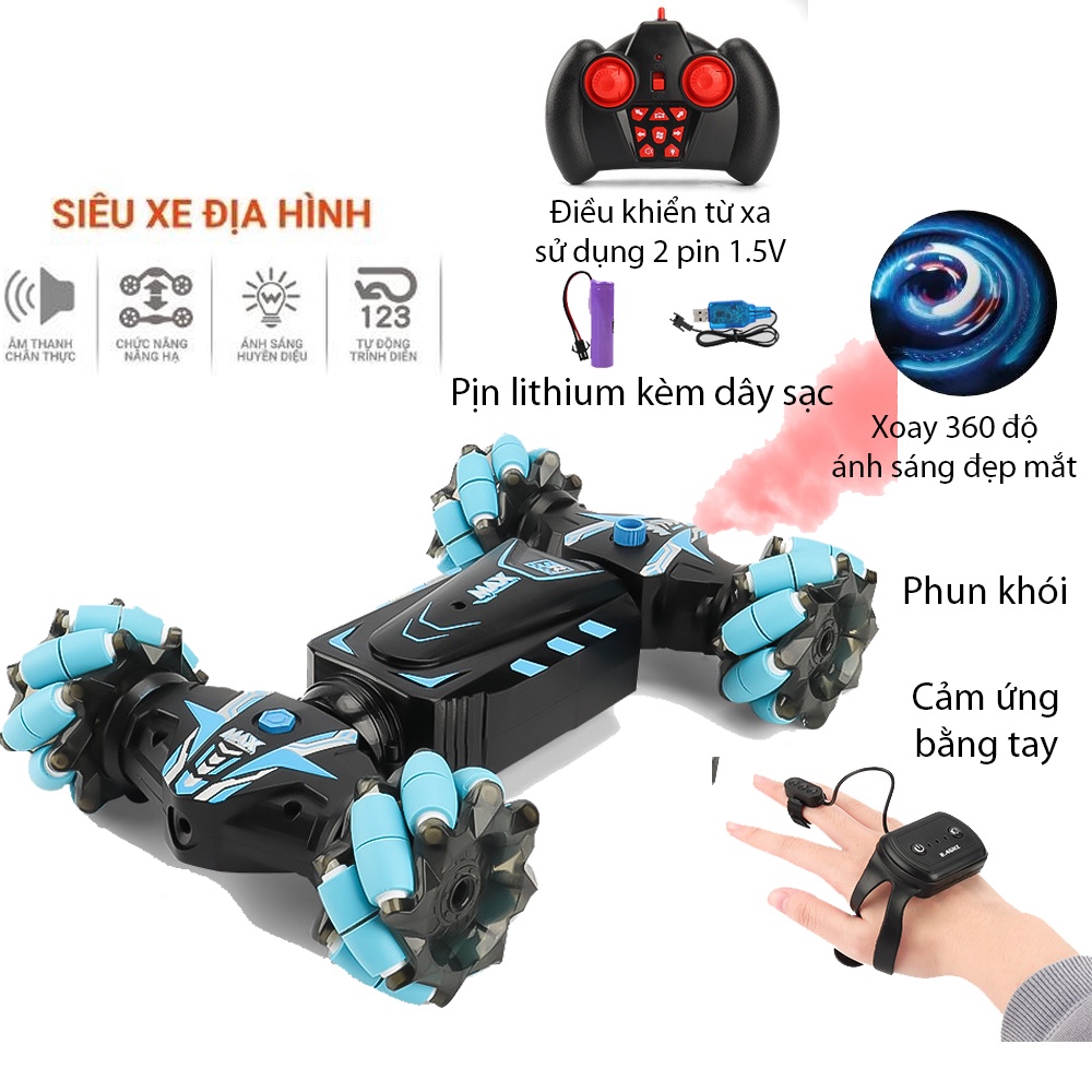 Xe ô tô điều khiển từ xa bằng cử chỉ có nhạc, đèn phun được khói xoay 360 độ cao