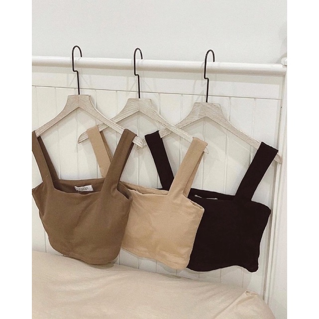 Áo hai dây bản to croptop có sẵn đệm mút ( Ảnh thật )