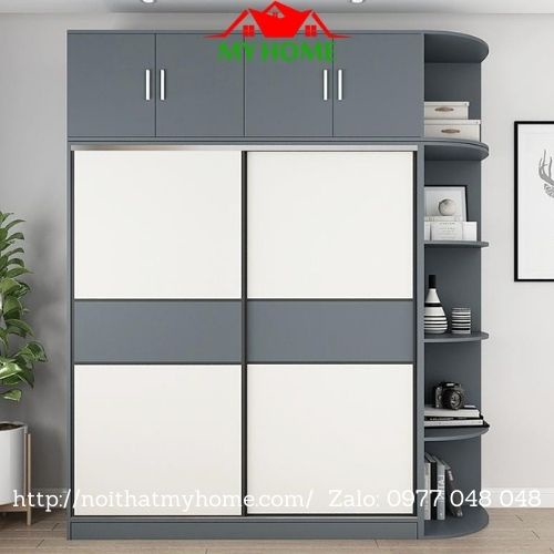 Tủ Cánh Lùa Kết Hợp Kệ Trang Trí - Tủ Nhựa Đài Loan 4 Ngăn Mở 2 Cánh KT 180*240*51cm TCL07