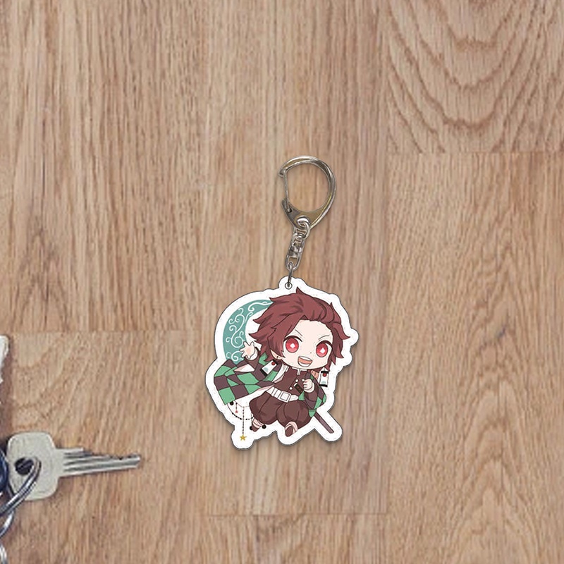 Móc khóa từ nhựa acrylic họa tiết hoạt hình Songping Demon Slayer Tanjirou Nezuko Zenitsu Inosuke