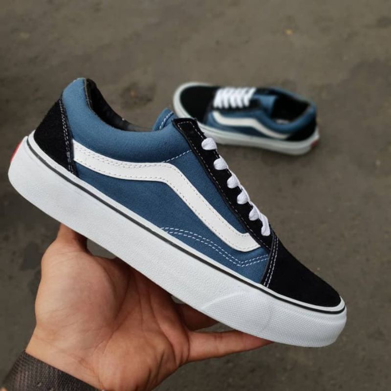 Giày Thể Thao Vans oldskool Phối Màu Đen Đỏ Và Xanh navy Cá Tính