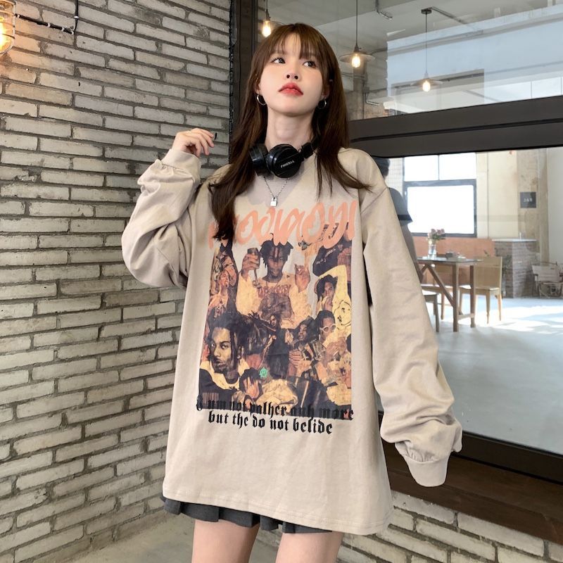 Áo Hoodie Dài Tay Dáng Rộng Thời Trang Hip Hop Mỹ 2022