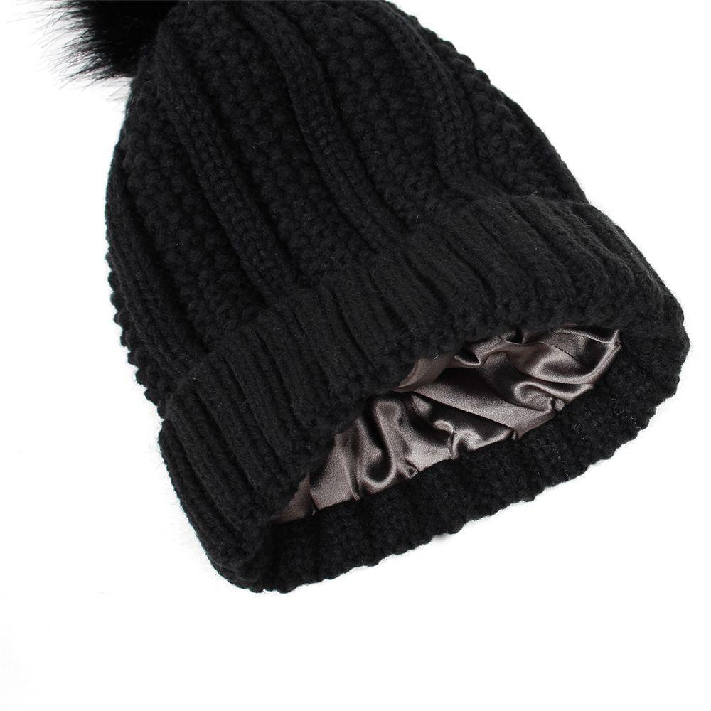 Mũ Beanie Mùa Đông Vải Satin Co Giãn Cho Nữ