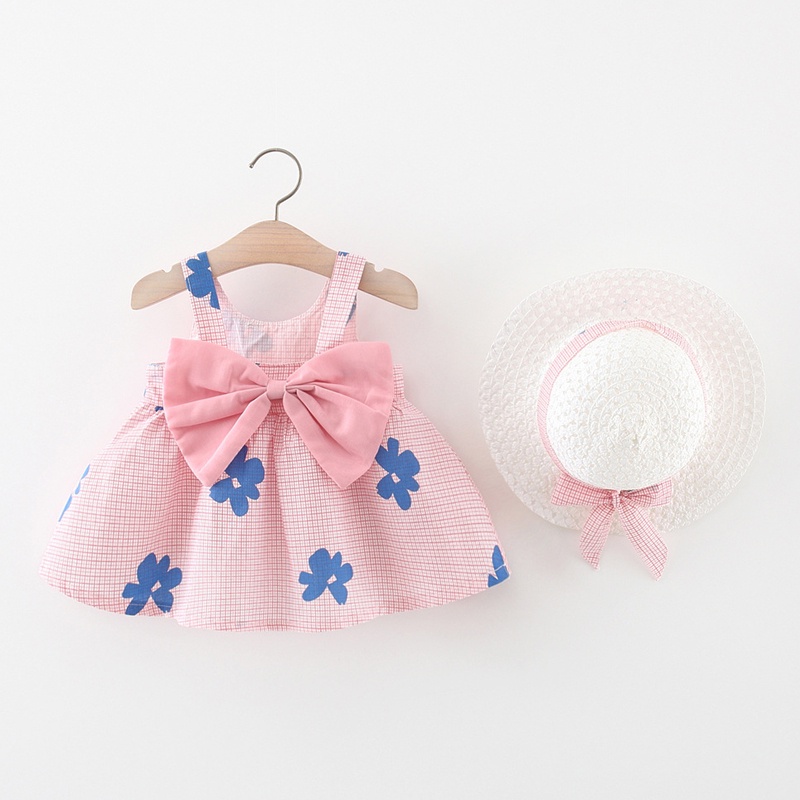 Đầm Công Chúa Bằng Cotton Họa Tiết Kẻ Sọc Caro Đính Nơ Thời Trang Cho Bé Gái