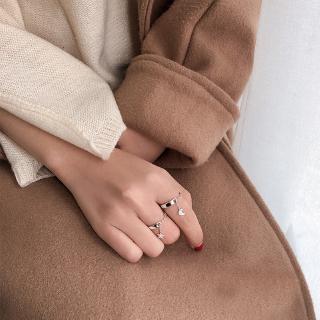 Pha lê nhẫn Star Moon Crystal Chain Ring Zircon Adjustable Silver Rings Women Jewelry