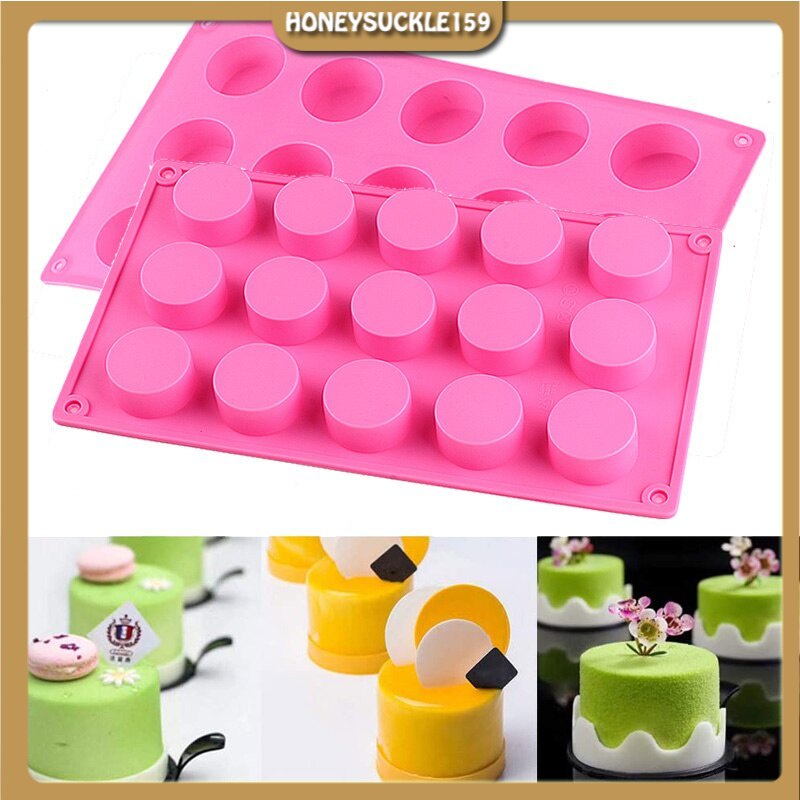 Khuôn Silicone 15 Khoang Hình Trụ Tròn Làm Kẹo Chocolate Cookie Khuôn Nướng Bánh Vòng Tay Nhựa Xà Phòng
