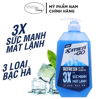 Gel tắm Refresh X-Men Go 3X mát lạnh 3 loại bạc hà 630g Intense Luxury Motion hương nước hoa