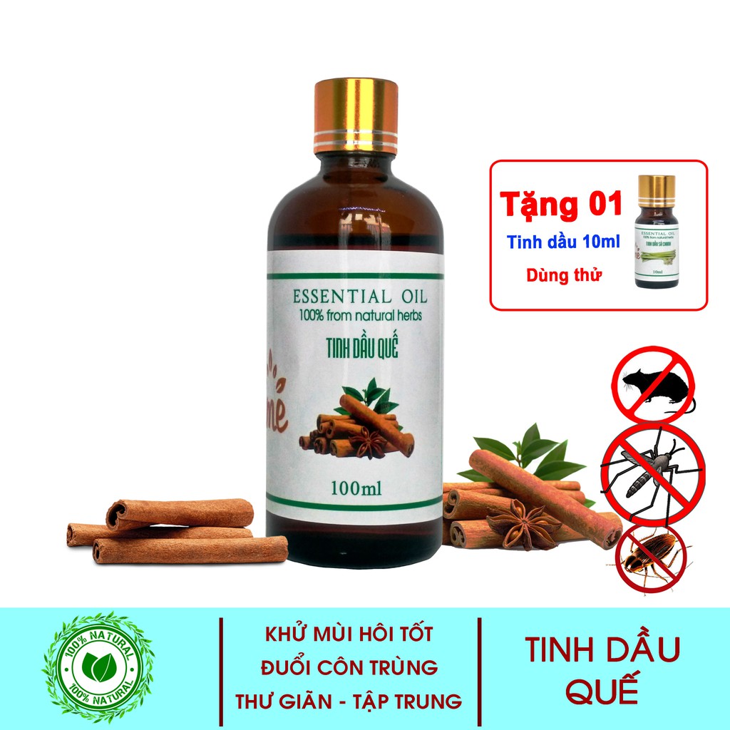 [COMBO 2 LỌ 100ML] Tinh Dầu Quế VIDAME - Hàng Chính Hãng, Được chiết xuất 100% từ vỏ quế, lá quế tự nhiên