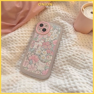 Ốp điện thoại Onion Thỏ hoa hồng cho iPhone XsMax 11 12 13 Pro ProMax