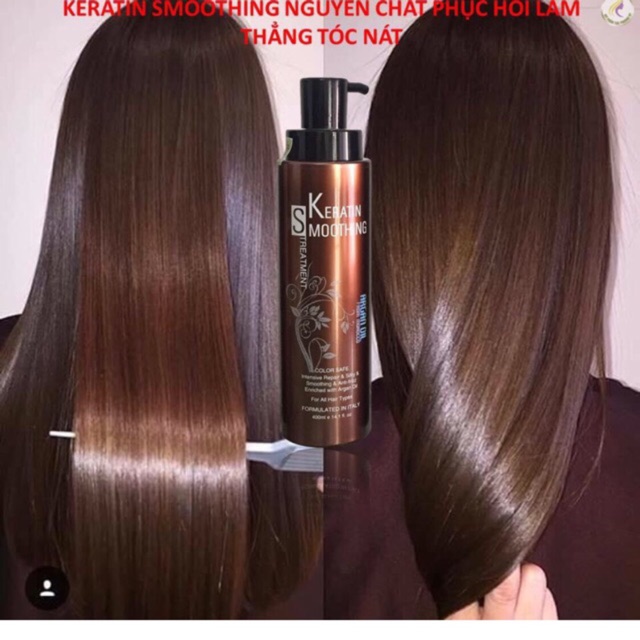 Keratin nguyên chất Smoothing Treatment phục hồi làm thẳng tóc nát 400ml