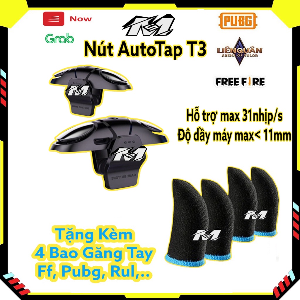 Nút bắn Pubg FF Auto tap T3, phụ kiện chơi game Free Fire, PUBG mobile,..Tặng 4 bao tay chơi game nhạy giá rẻ gaming.