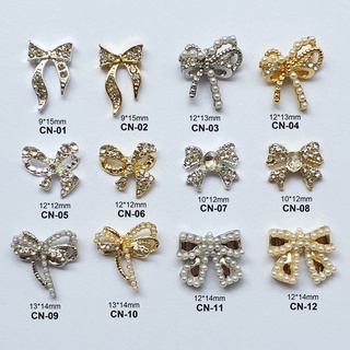 Charm Nơ Kim Loại Vàng Bạc Đá Đính Móng CN
