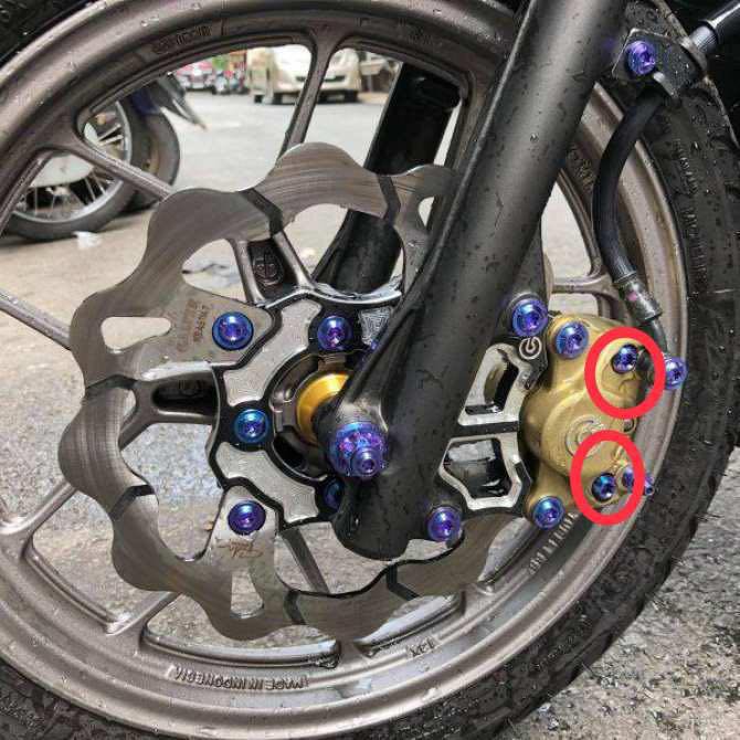 Ốc giữ bố heo Brembo 8li40 titan Gr5 đầu trụ , ốc kẹp bố heo brembo ốc giữ chảng 3 Sonic Raider Satria