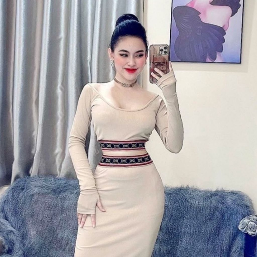 Váy nữ body len tăm đầm thiết kế body dự tiệc sang chảnh HN Clothing V26 | BigBuy360 - bigbuy360.vn