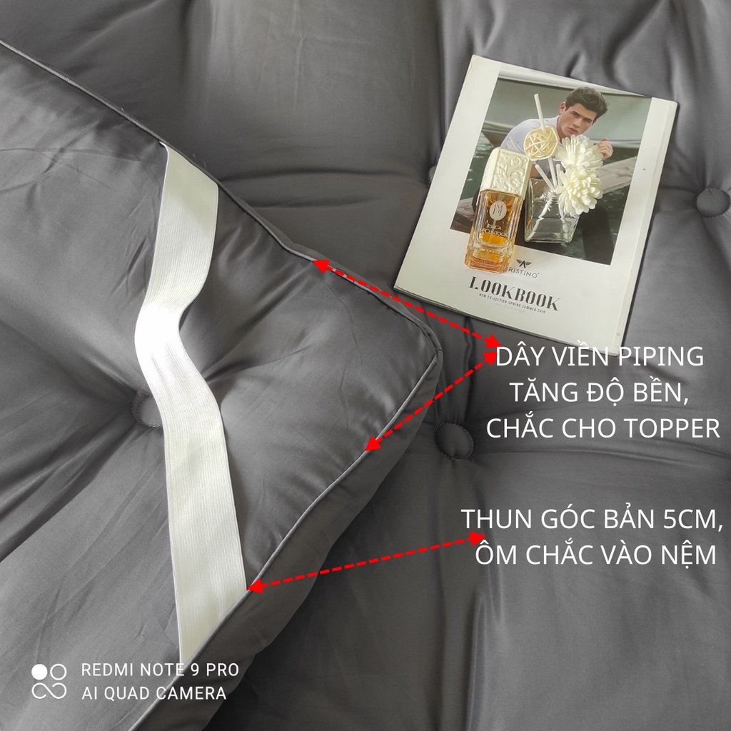 Topper lông vũ nhân tạo cao cấp Tencel Nano, Tấm tăng tiện nghi làm mềm nệm, Chiều cao 9cm, Siêu êm, mềm, mát