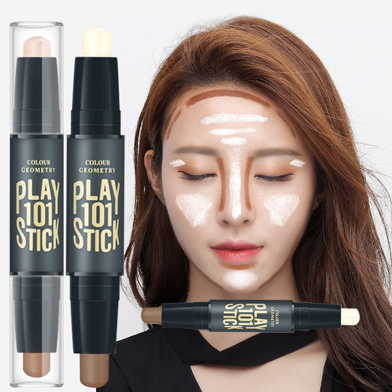 Bút Che Khuyết Điểm/Bắt Sáng 2 Đầu 3D Nhỏ Gọn Tạo Khối Trang Điểm