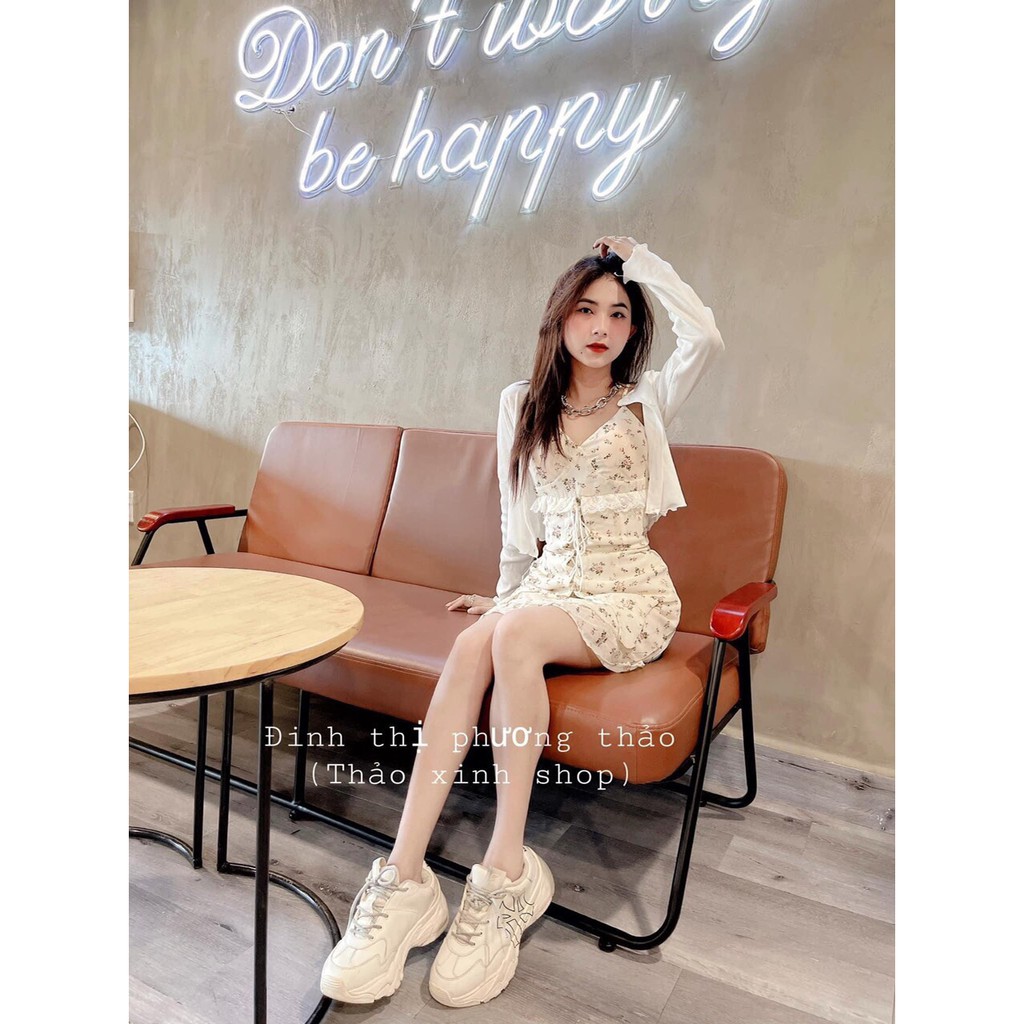 set váy hoa 2 dây cúp ngực kèm áo khoác cực xinh Chất đũi tàu siu mềm mát - Áo cardigan len mỏng nữ ❤️ FREESHIP❤️ | BigBuy360 - bigbuy360.vn