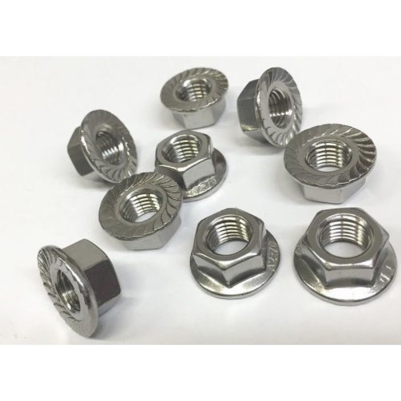 Combo 10 con đai ốc, ecu liền long đen inox (ê cu). M3 M4 M5 M6 M8 M10 M12 M14 M16