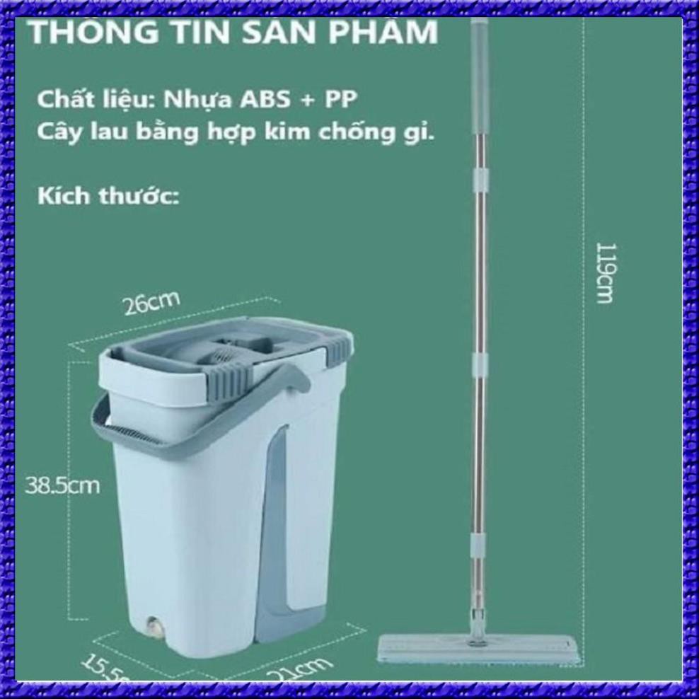 Cây lau nhà tự vắt 2 trong 1 kèm thùng 2 bông lau