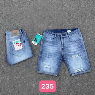 Quần đùi short jean nam xanh nhạt rách gối chất bò cao cấp co dãn 4 chiều cực đẹp rin from dáng skinny havado2