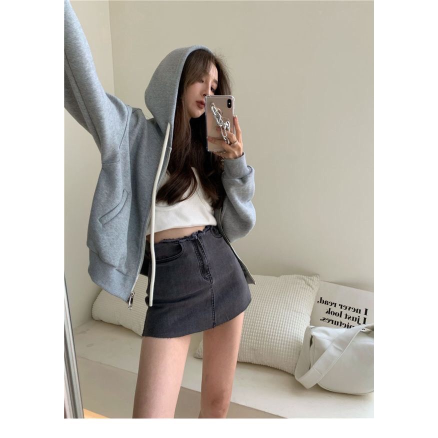 Chần váy jean lưng cao phong cách hàn quốc trẻ trung năng động | BigBuy360 - bigbuy360.vn