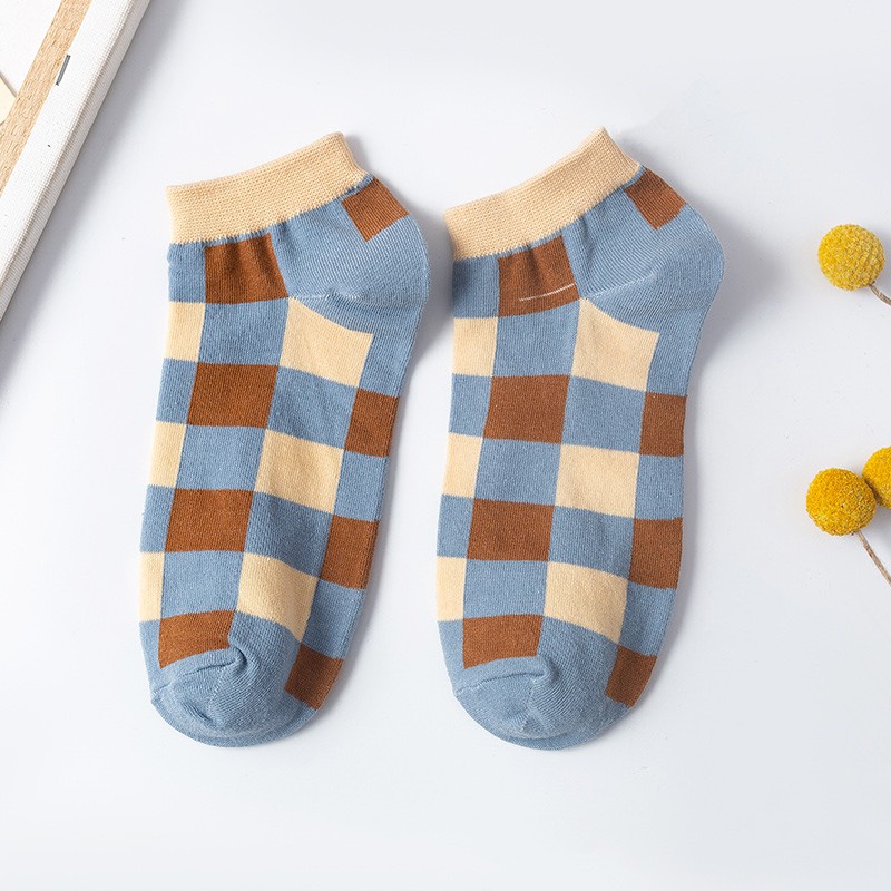 Set 5 Đôi Tất Nữ Cotton Phối Kẻ Caro..