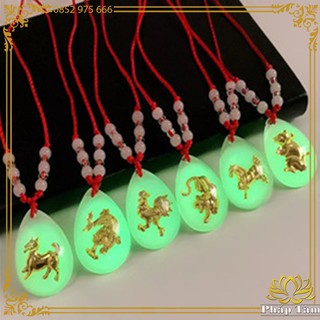 Mặt Dây Chuyền Phong Thủy Dạ Quang 12 Con Giáp Dát Vàng - Tâm Phong Thủy
