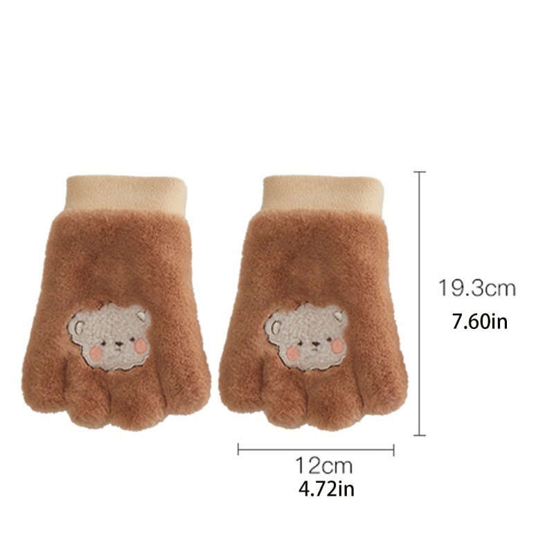 Găng Tay Hở Ngón Giữ Ấm Mùa Đông Họa Tiết Móng Vuốt Gấu Hoạt Hình Cho Người Lớn