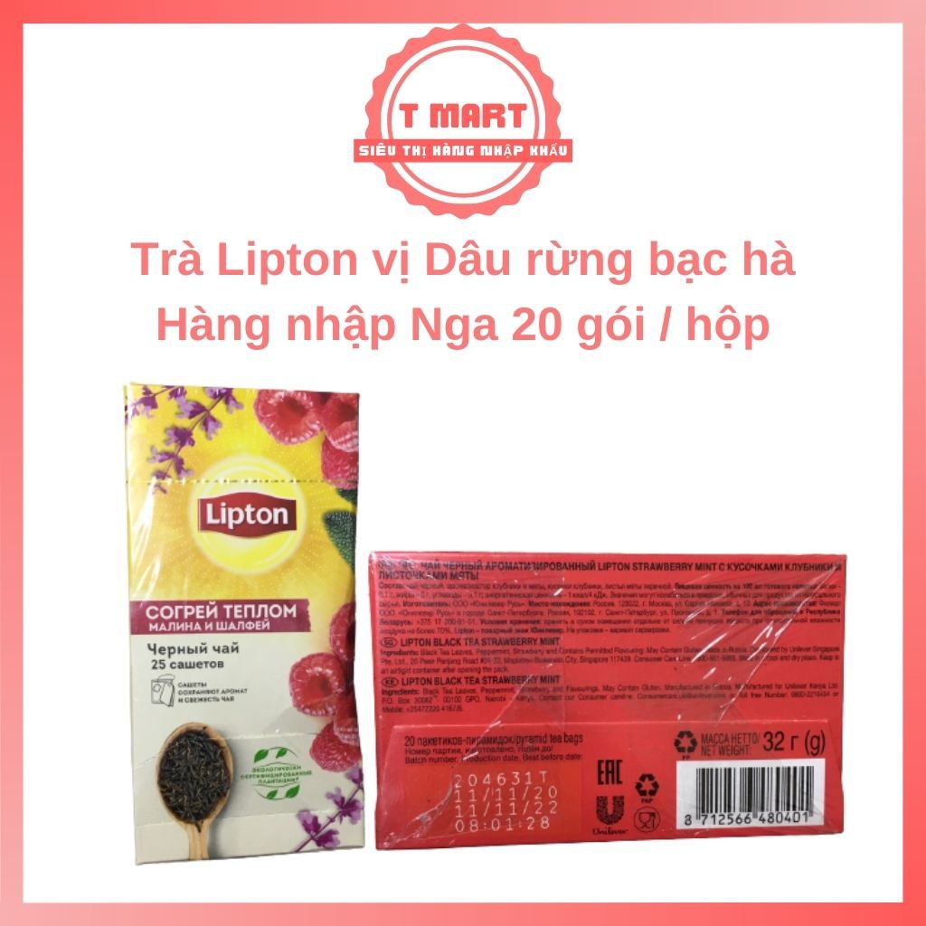 [SALE 60%] Trà Lipton Nga vị dâu tây bạc hà, hương thơm tươi mát, giúp thư giãn đầu óc, làm việc hiệu quả, date T11/2021