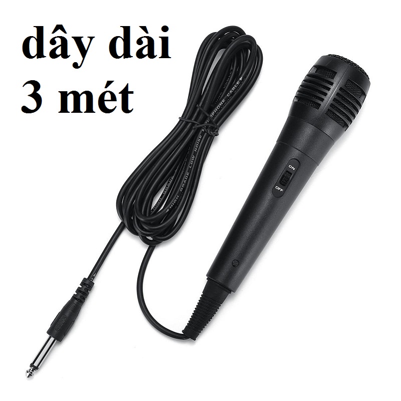 Micro hát karaoke có dây cắm amply, loa kéo,...dài 3m âm thanh chuẩn hay