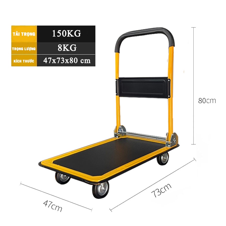 Xe Đẩy Hàng Thép Nhập Khẩu Siêu Tải Trọng 300kg Gấp Gọn Tiện Lợi