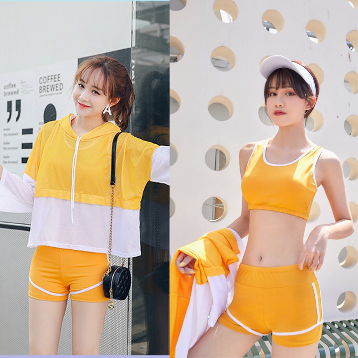 Bộ đồ bơi nữ 3 mảnh có áo hoodie năng động cá tính 💖 | BigBuy360 - bigbuy360.vn