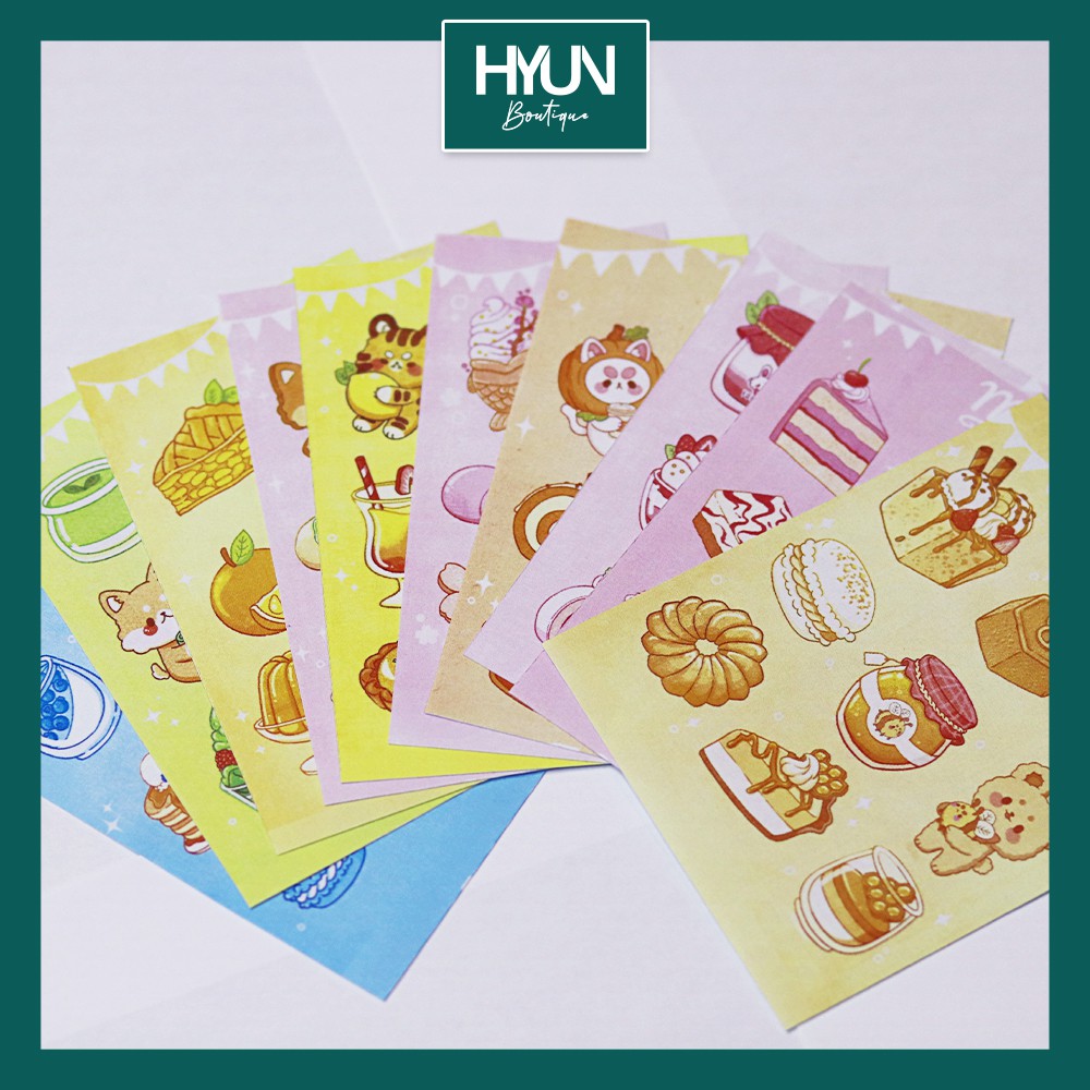 Bộ 10 tờ sticker trang trí sổ tay thủ công Desserts menu - Hyun Boutique - Bullet Journal