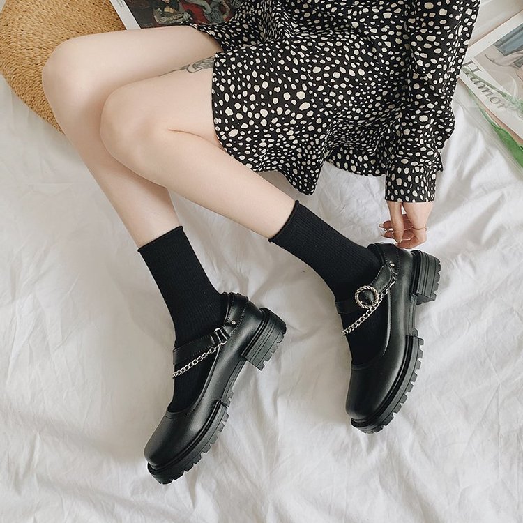 Giày Oxford Đế Bằng Phối Dây Xích Thời Trang Cho Nữ