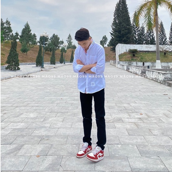 áo sơ mi  thom browne sọc cổ nam,nữ dài tay gấp cổ. Ảnh thật tự chụp | BigBuy360 - bigbuy360.vn