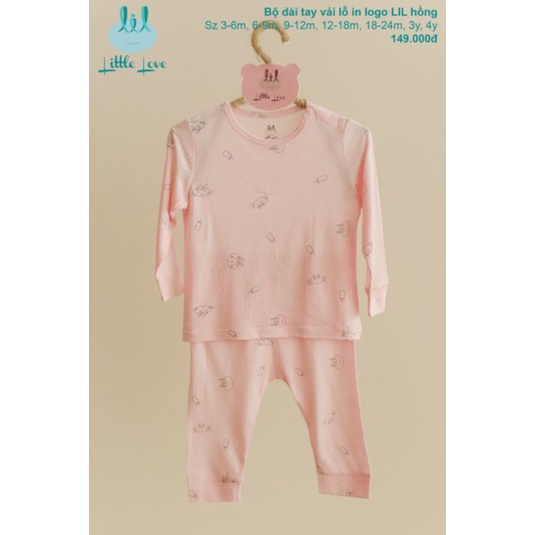 Lil little love -  (8 mẫu) Bộ dài tay cài vai vân lỗ tròn LIL cho bé 5-17kg