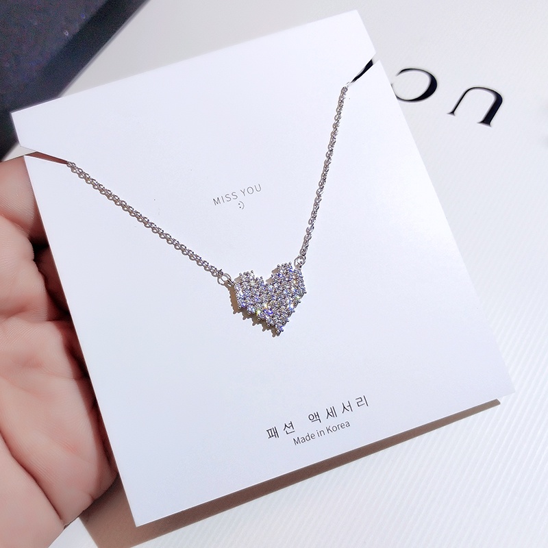 [Jiudolan] Dây Chuyền Mặt Hình Trái Tim Đính Kim Cương Lấp Lánh Thanh Lịch Thời Trang Hàn Quốc