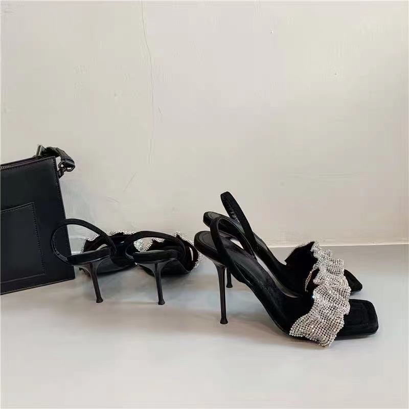 Dép sandal cao gót nữ đính đá