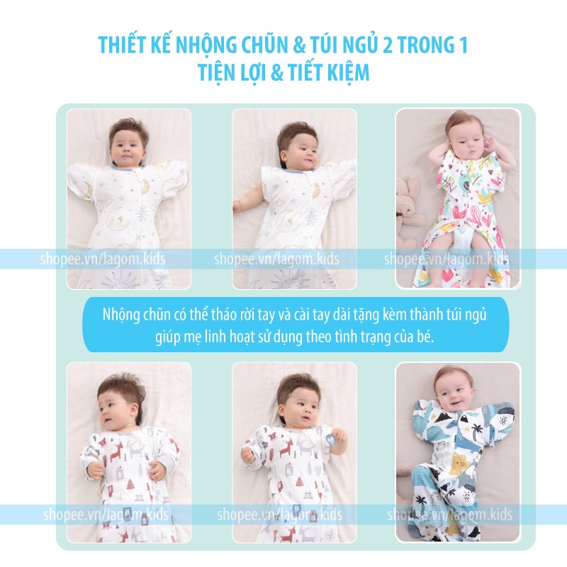 [CHÍNH HÃNG] Nhộng Chũn Cho Bé Cotton Organic | Nhộng Ngủ Cho Bé Sơ Sinh 0 - 6 Tháng