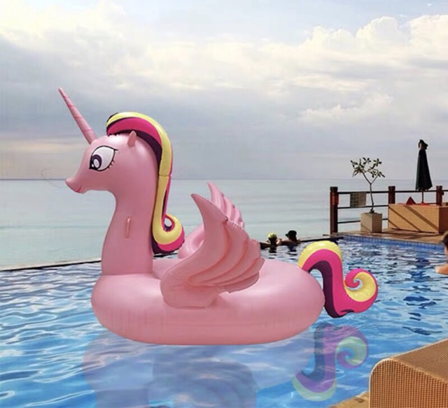 Phao Bơi Pony Hồng Khổng Lồ Người Lớn Kèm Bơm + Phao Mini