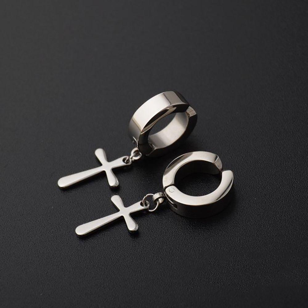 MXGOODS Bông Tai Dạng Kẹp Hình Thánh Giá Bằng Thép Không Gỉ Phong Cách Gothic Thanh Lịch Cho Nam Và Nữ