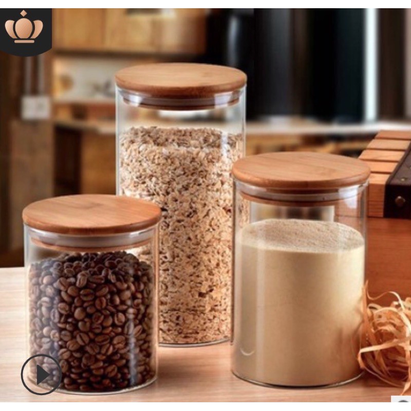 Lọ thuỷ tinh nắp tre | BigBuy360 - bigbuy360.vn