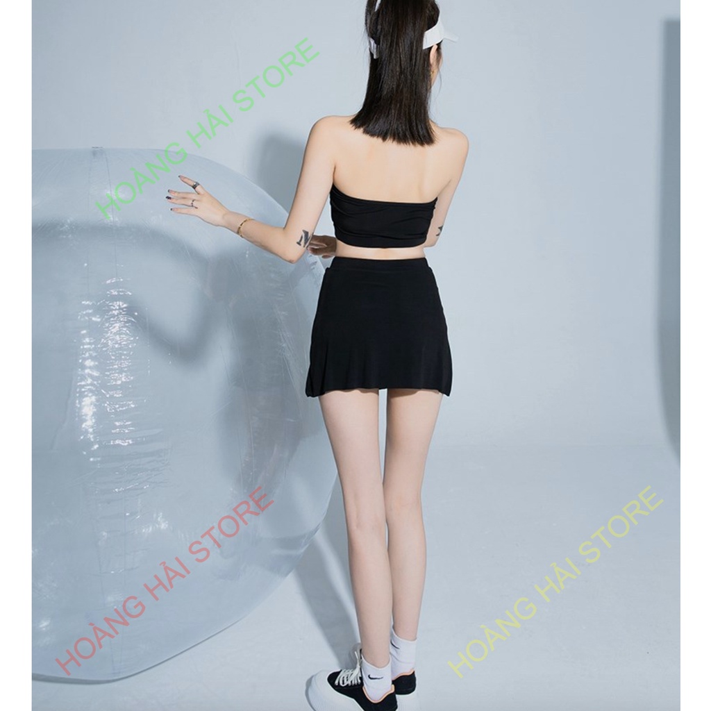 Bộ đồ bơi bikini nữ hai mảnh kín đáo quần short áo tay dài đi tắm biển, tập yoga, tập gym - B.31