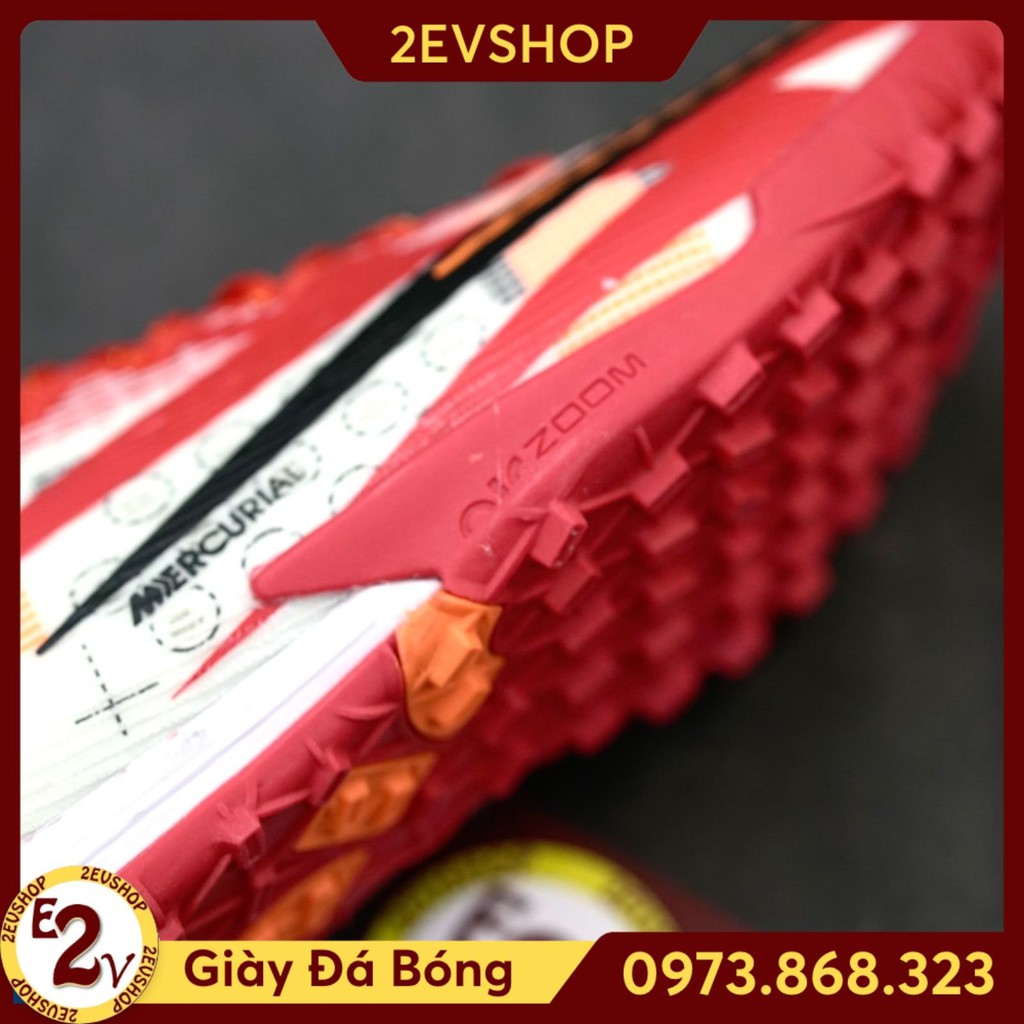 Giày đá bóng nam cỏ nhân tạo 𝗠𝗲𝗿𝗰𝘂𝗿𝗶𝗮𝗹 𝟵 𝗘𝗹𝗶𝘁𝗲 Trắng Đỏ cao cổ đế mềm, giày đá banh thể thao bền đẹp - 2EVSHOP