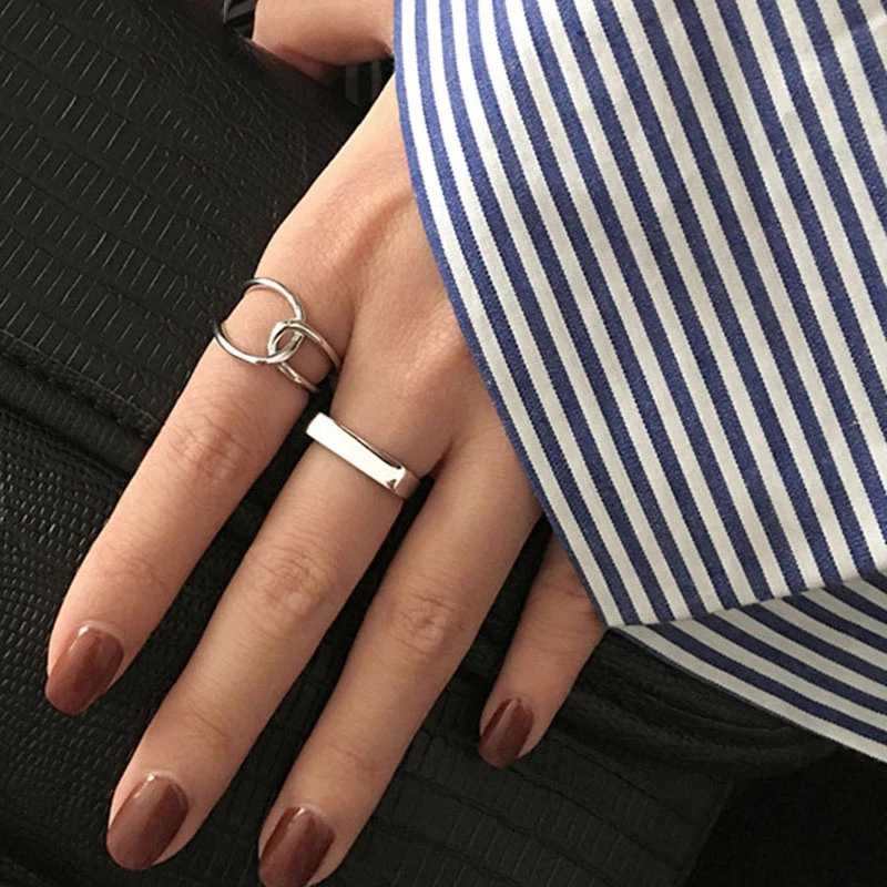 Nhẫn Đeo Tay Kim Loại Thiết Kế Đơn Giản Cho Nữ