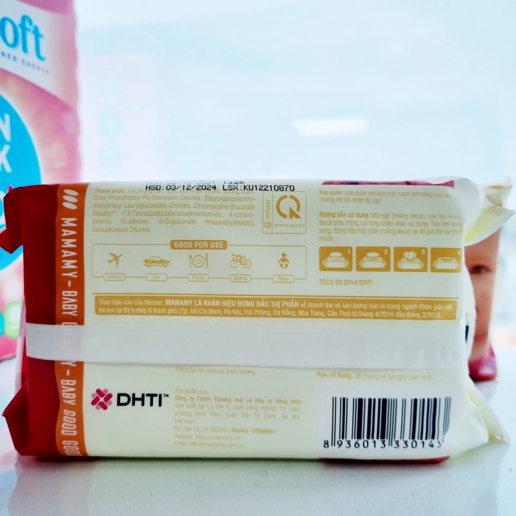 Khăn ướt MAMAMY Wet Wipes Khăn giấy ướt không cồn cho bé (Bịch 30 - 80 Miếng)